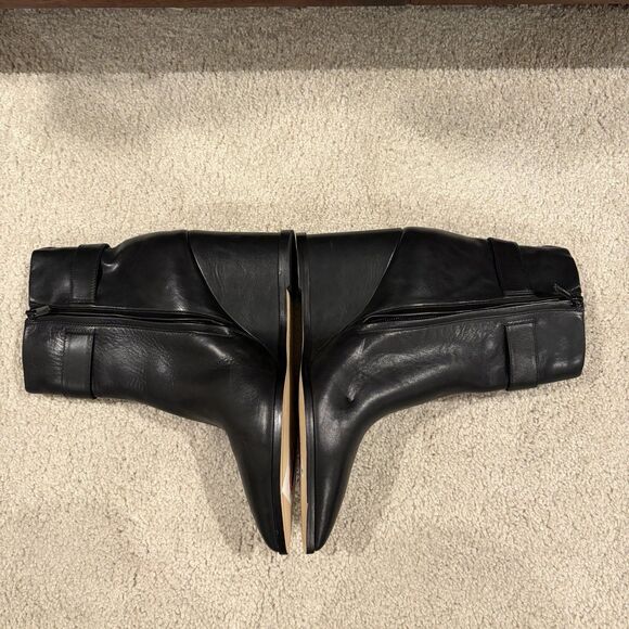 NEW Sam Edelman Women's Weslie Buckle Wedge Leather Black Booties Boots Size 9.5 - Picture 7 of 10